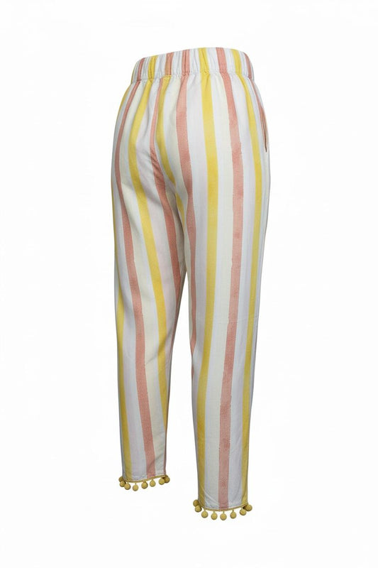 Sunny Stripe Elastic-Waist Pants – Lemon & Blush