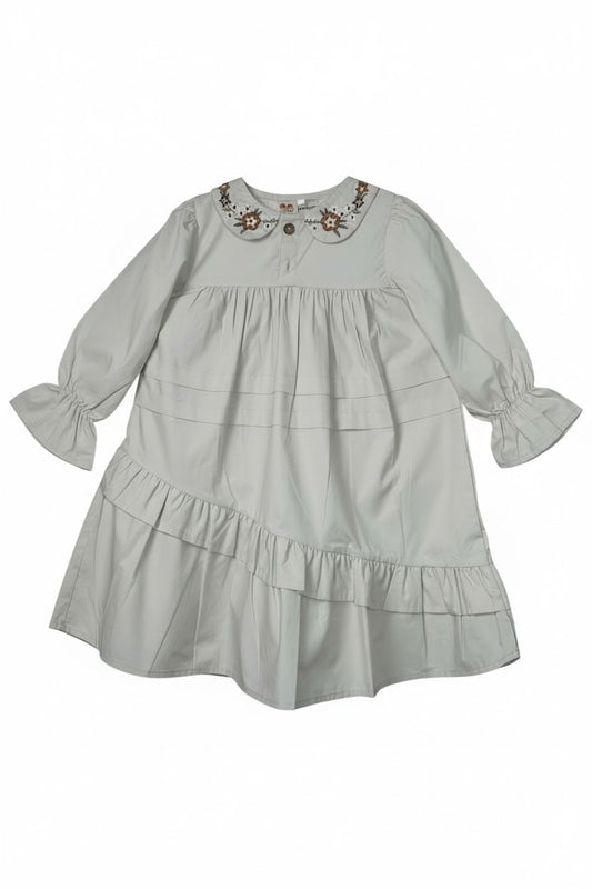 Willow Mist Embroidered Collar Dress