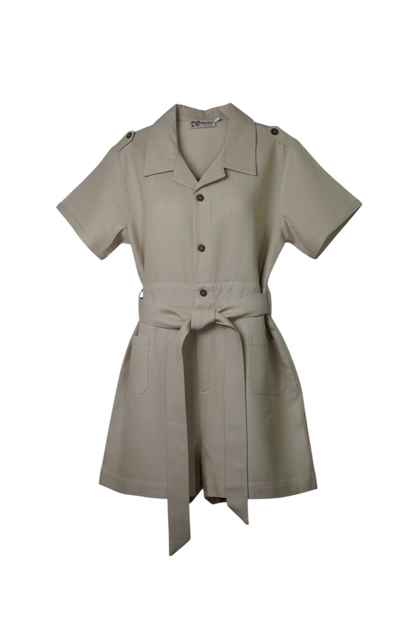 Timeless Linen-Blend Shirt Dress with Waist Tie