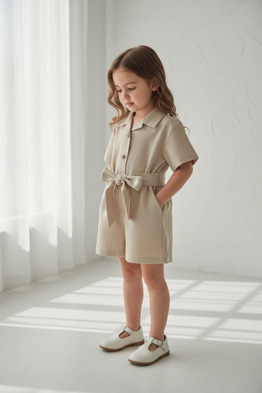 Timeless Linen-Blend Shirt Dress with Waist Tie