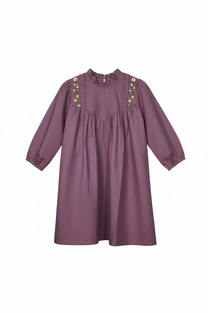 Vintage-Inspired Smocked Yoke Dress – Dusty Mauve