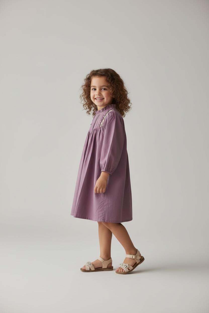 Vintage-Inspired Smocked Yoke Dress – Dusty Mauve